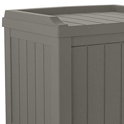 Suncast 22 Gallon Outdoor Patio Small Deck Chest Box with Storage Seat, Stone