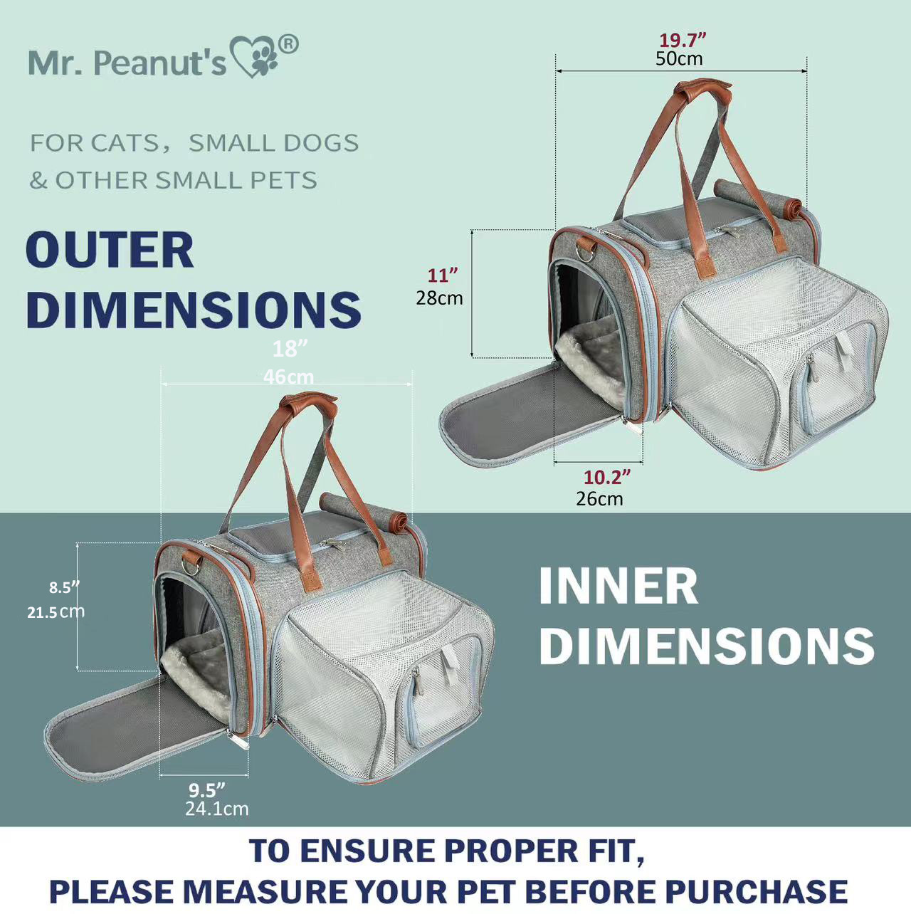 Mr. Peanut's Gold Series Big Apple XL Size Airline Compliant Expandable Pet Carrier