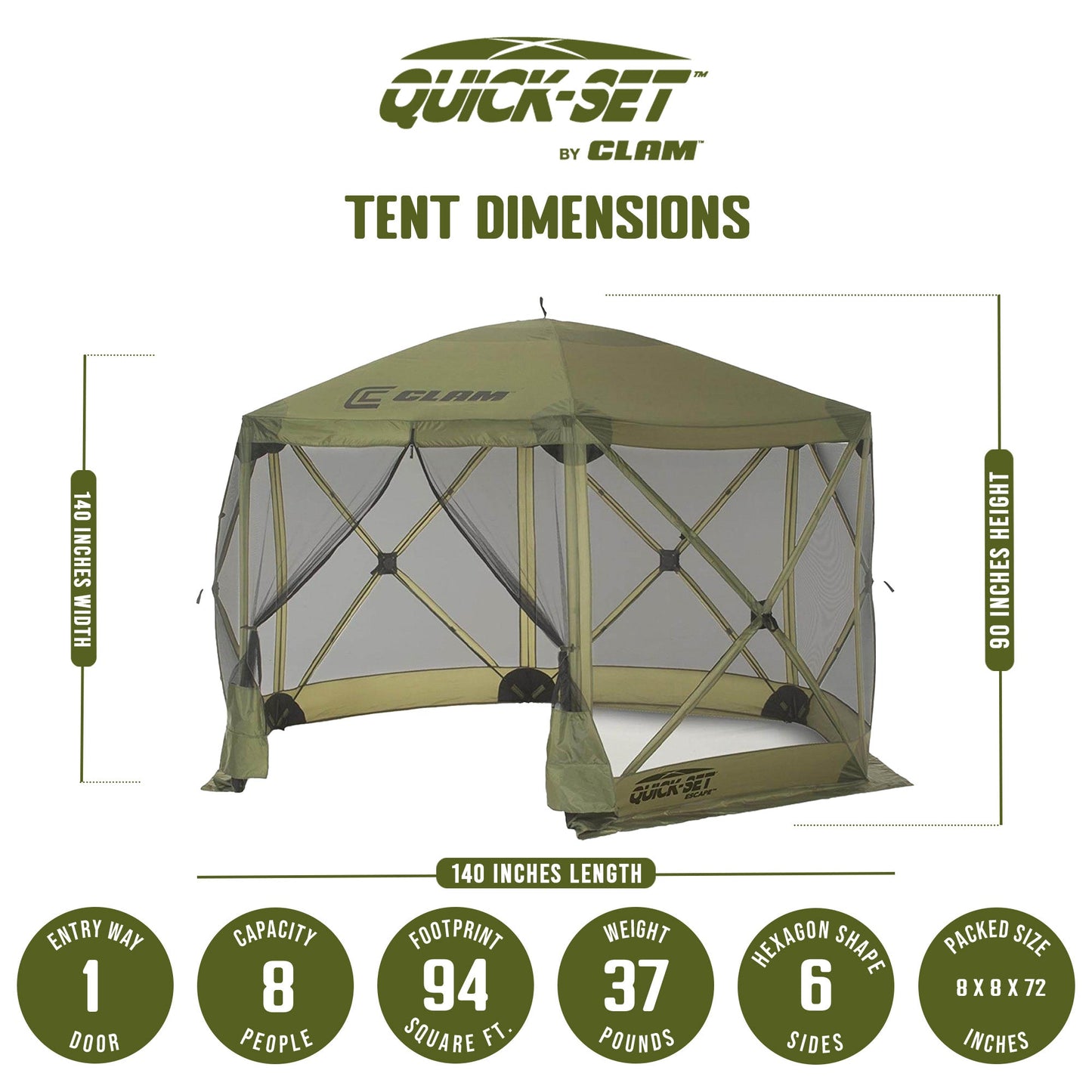 Clam Quick Set Escape Portable Canopy Shelter with Wind & Sun Panels, (2 pack)
