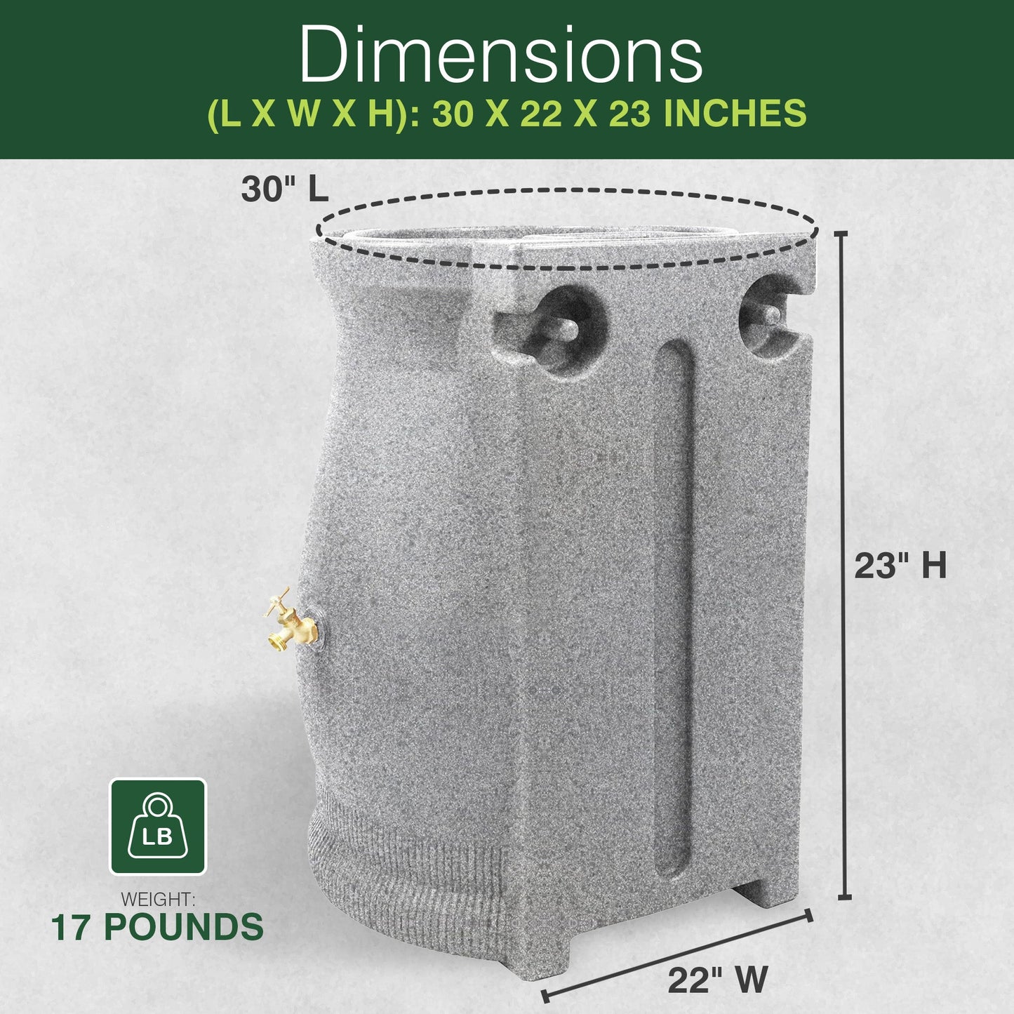 Good Ideas Rain Wizard 50 Gallon Plastic Rain Barrel Urn, Light Granite (2 Pack)