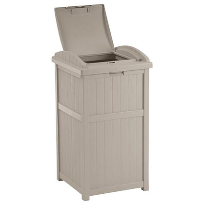 Suncast Trash Hideaway Outdoor Patio 33 Gallon Trash Can Bin, 1 Java and 1 Taupe