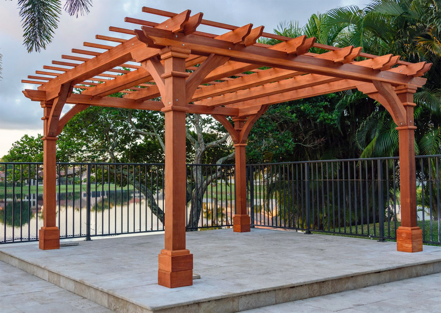 Outdoor Pacific Redwood Double Beam Premium Pergola