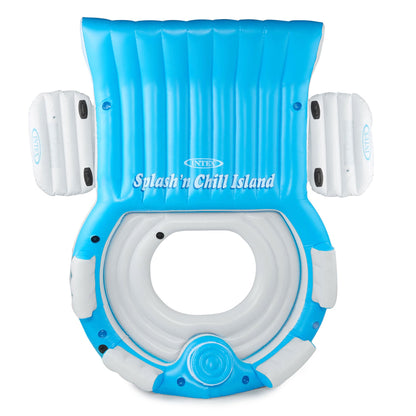 Intex Splash N Chill Island Inflatable Pool Float Lounger w/ Quick Fill Air Pump