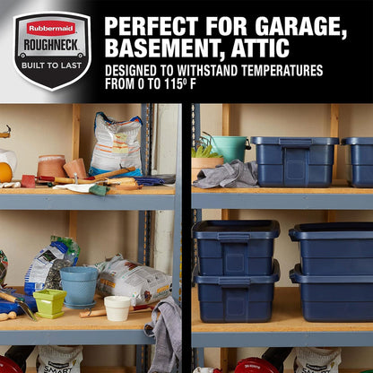 Rubbermaid 10 Gallon Stackable Storage Container, Dark Indigo Metallic (6 Pack)