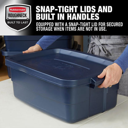 Rubbermaid 10 Gallon Stackable Storage Container, Dark Indigo Metallic (6 Pack)