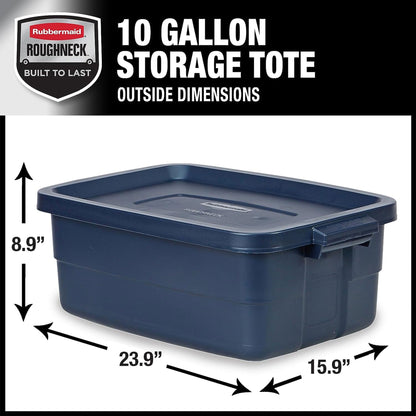 Rubbermaid 10 Gallon Stackable Storage Container, Dark Indigo Metallic (6 Pack)