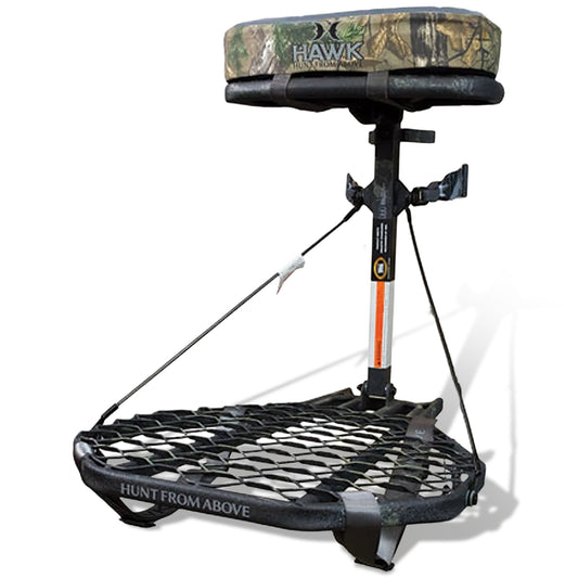 Hawk COMBAT Hang On Tree Stand, Deer Stand with 21 x 27" Saddle Hunting Platform