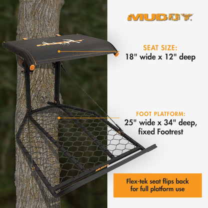 Muddy The Boss XL Hang On 1 Person Deer Hunting Tree Stand, Extra Wide Platform