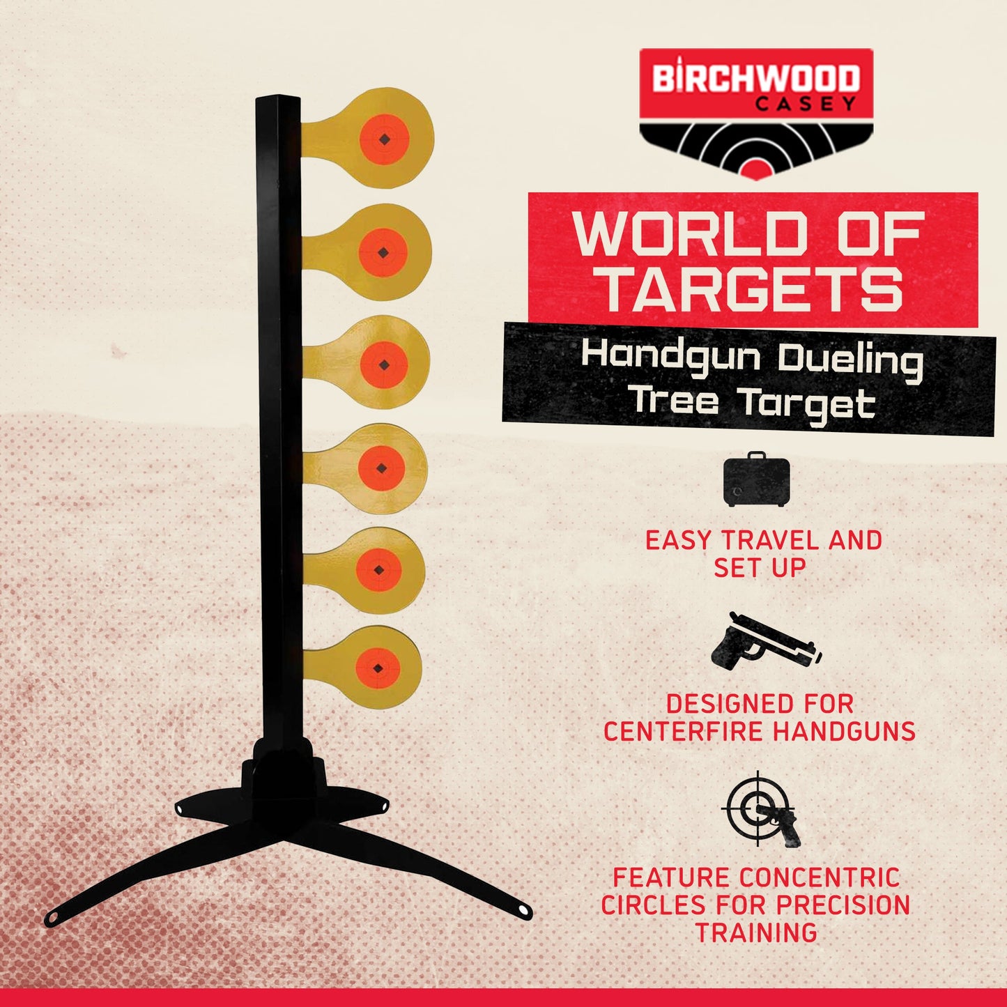 Birchwood Casey World of Targets 49in Handgun Dueling Tree Steel Shooting Target