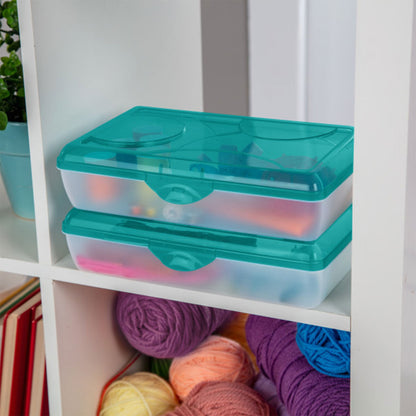 Sterilite 17296W06 Multipurpose Storage Supply Box w/Lid, Molokai Blue (18 Pack)