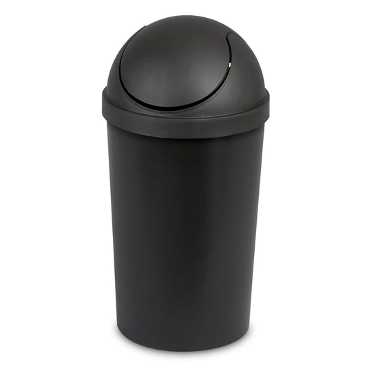 Sterilite 10839006 3 Gallon Round Swing Top Plastic Wastebasket, Black (12 Pack)