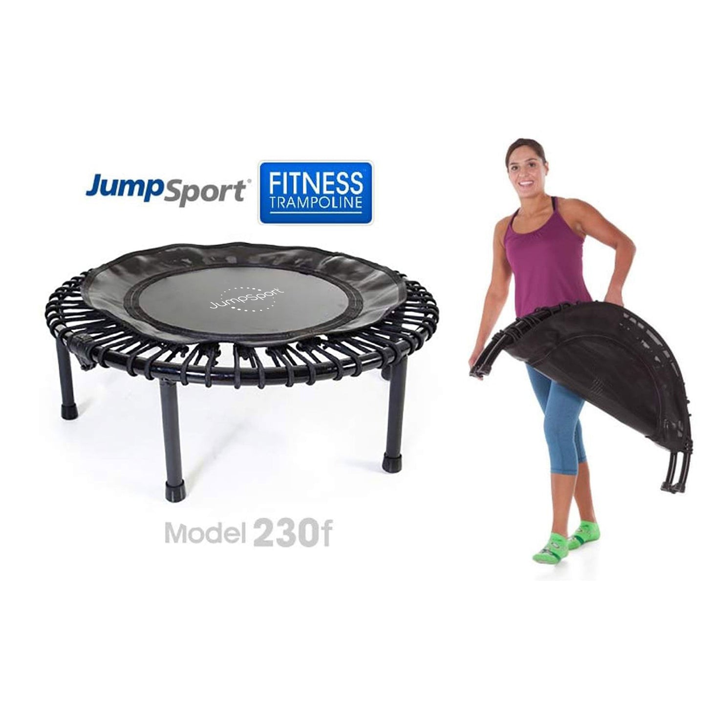 JumpSport 230F Folding Fitness Rebounder Trampoline for In Home Cardio Fitness
