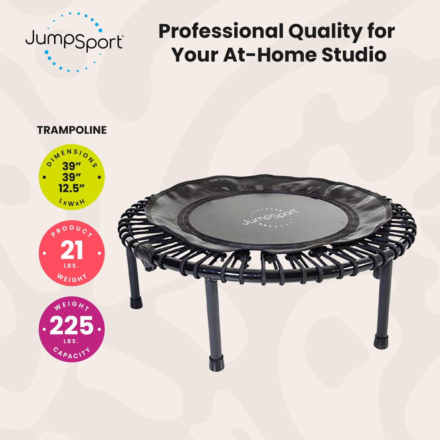 JumpSport 230F Folding Fitness Rebounder Trampoline for In Home Cardio Fitness