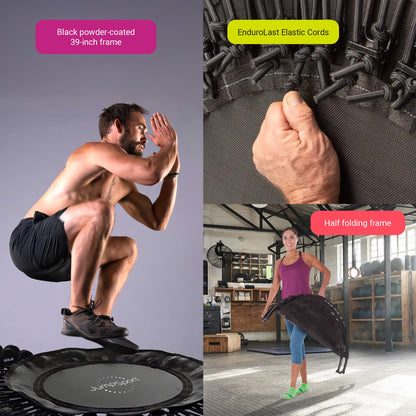 JumpSport 230F Folding Fitness Rebounder Trampoline for In Home Cardio Fitness