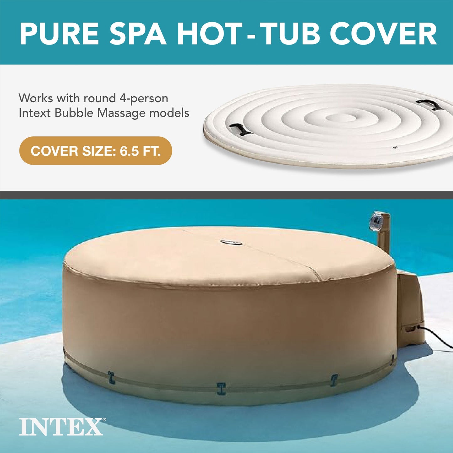 Intex PureSpa Hot Tub Cover w/ Foam Headrest (2 Pack) & Removable Seat (2 Pack)