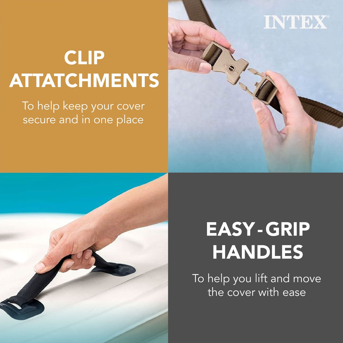 Intex PureSpa Hot Tub Cover w/ Foam Headrest (2 Pack) & Removable Seat (2 Pack)