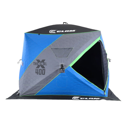 CLAM X-400 Portable 8 Ft 6 Person Pop Up Ice Fishing Thermal Hub Shelter Tent