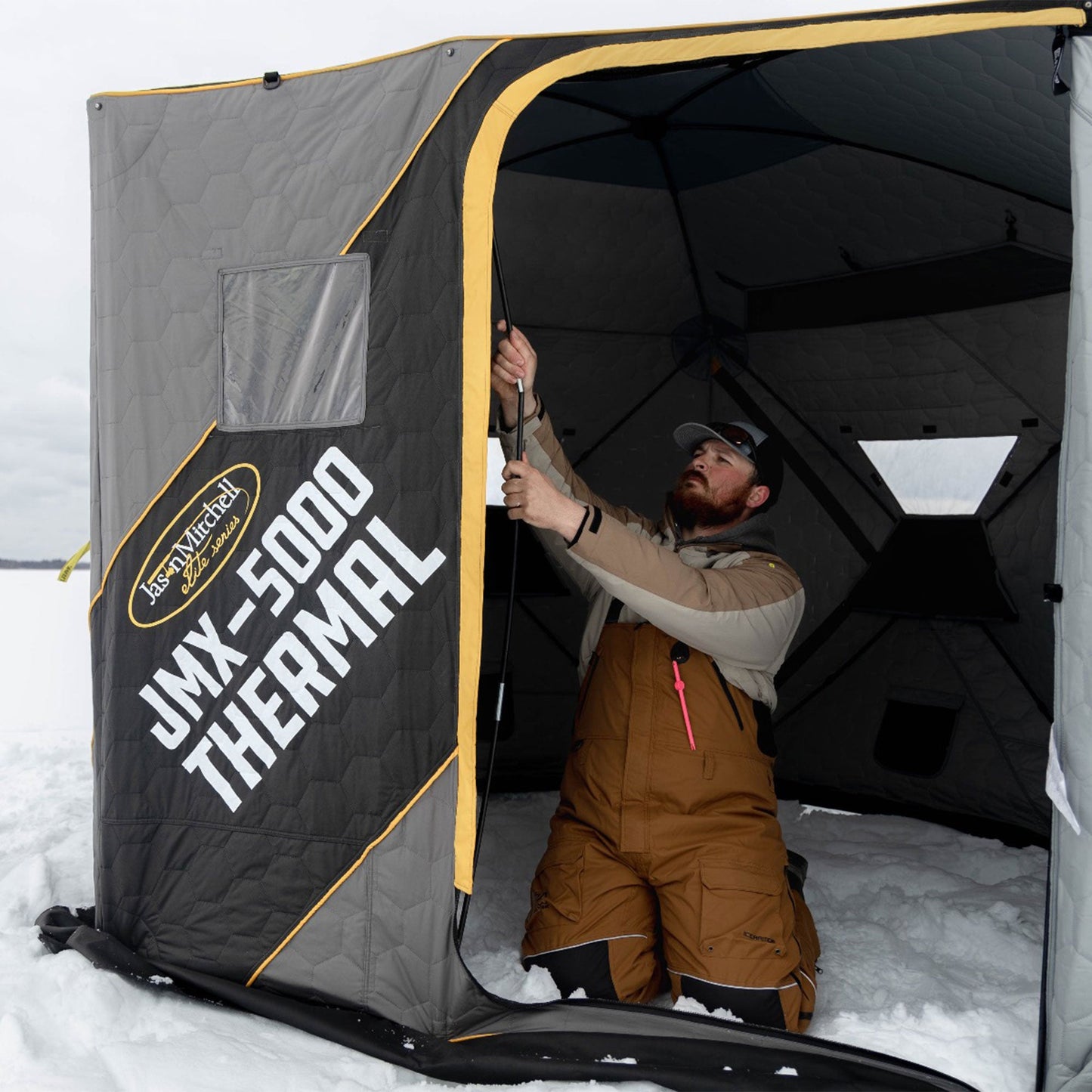 CLAM 14471 Portable 9 Ft Jason Mitchell X5000 Ice Fish Thermal Hub Shelter Tent