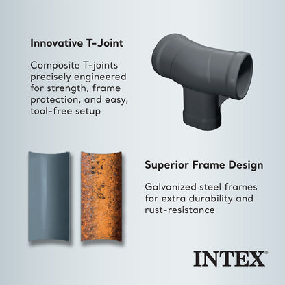 Intex Greywood Prism Frame 18'x48" Round Above Ground Outdoor Swimming Pool Set