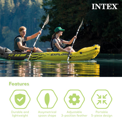 Intex 69629E 86" Lightweight Aluminum Double Oar Inflatable Kayak Paddle, Black