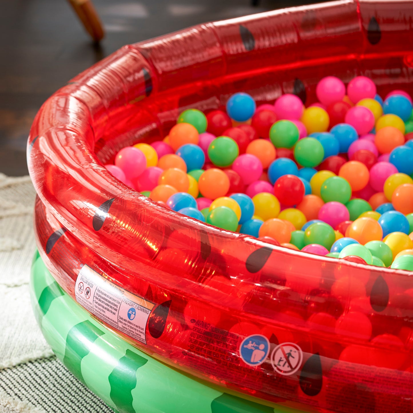 Intex Inflatable Kiddie Watermelon Pool with Multi-Colored Fun Ballz, 100 Pack