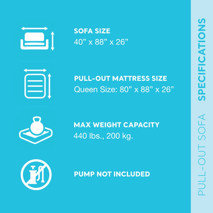 Intex Queen Size Inflatable Pull-Out Sofa Bed Sleep Away Futon Couch, Dark Gray