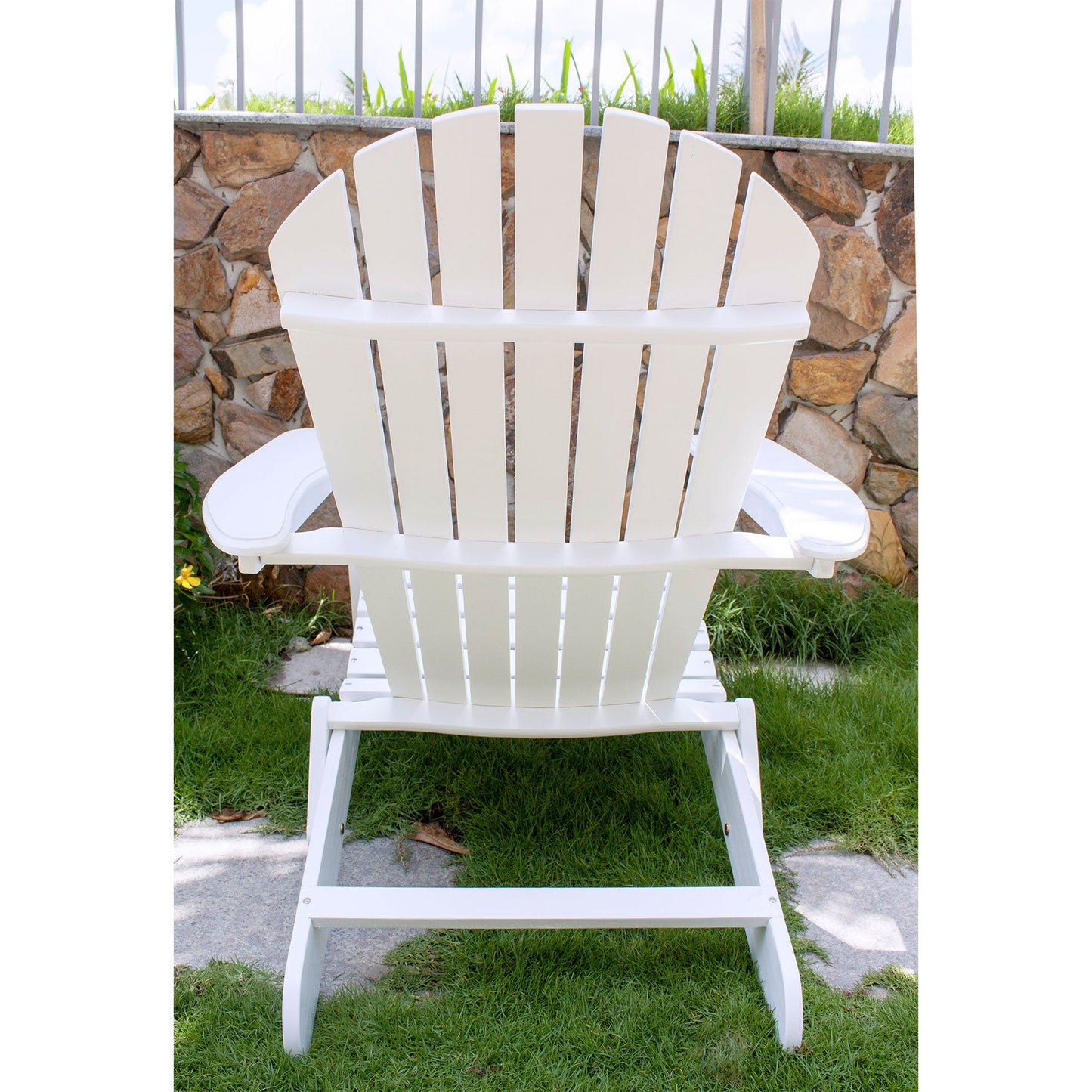 Northbeam Outdoor Garden Portable Foldable Wooden Adirondack Deck Chair, White