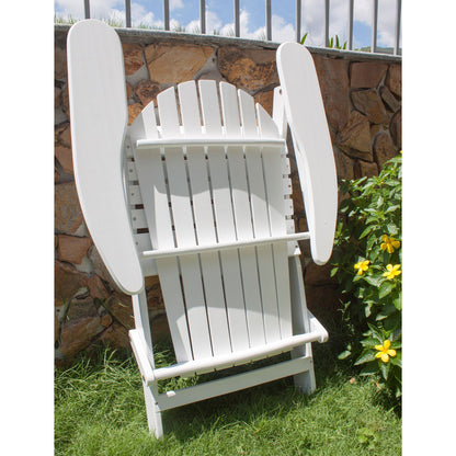 Northbeam Outdoor Garden Portable Foldable Wooden Adirondack Deck Chair, White