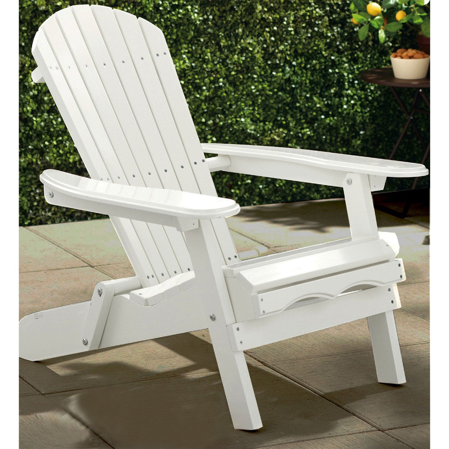 Northbeam Outdoor Garden Portable Foldable Wooden Adirondack Deck Chair, White