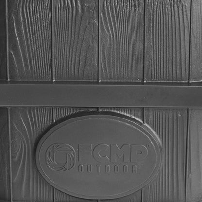 FCMP Outdoor WG4000-GRY Home Outdoor Wood Grain Rain Water Catcher Barrel, Gray