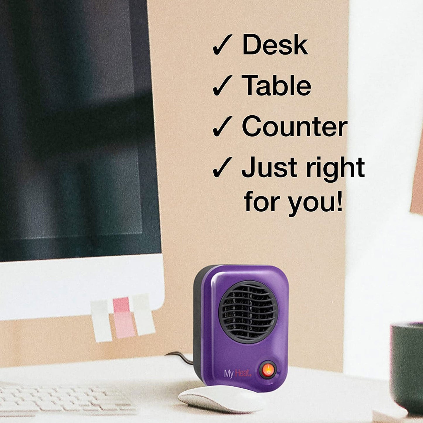 Lasko 106 MyHeat Portable Personal Electric 200 W Ceramic Space Heater, Purple