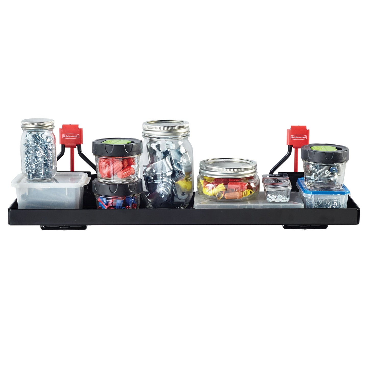 Rubbermaid Metal Backyard Shed Organizer Accessories Small Shelf, Black