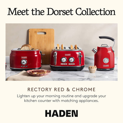 Haden Dorset 2 Slice Wide Slot Stainless Steel Toaster, Rectory Red