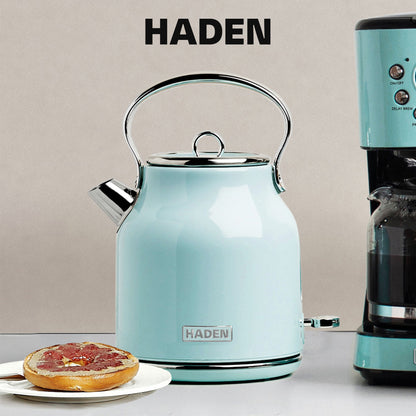 Haden Heritage 1.7L Stainless Steel Electric Water Kettle, Turquoise & Chrome