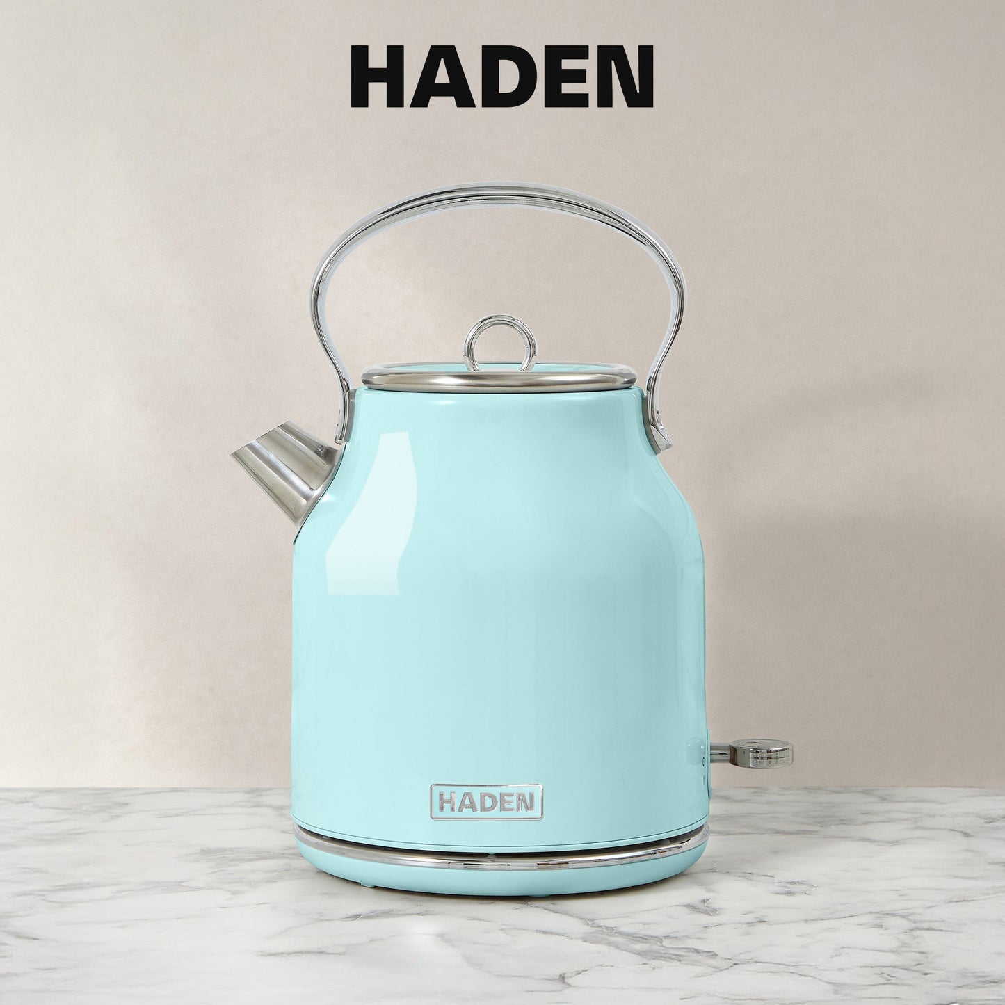 Haden Heritage 1.7L Stainless Steel Electric Water Kettle, Turquoise & Chrome