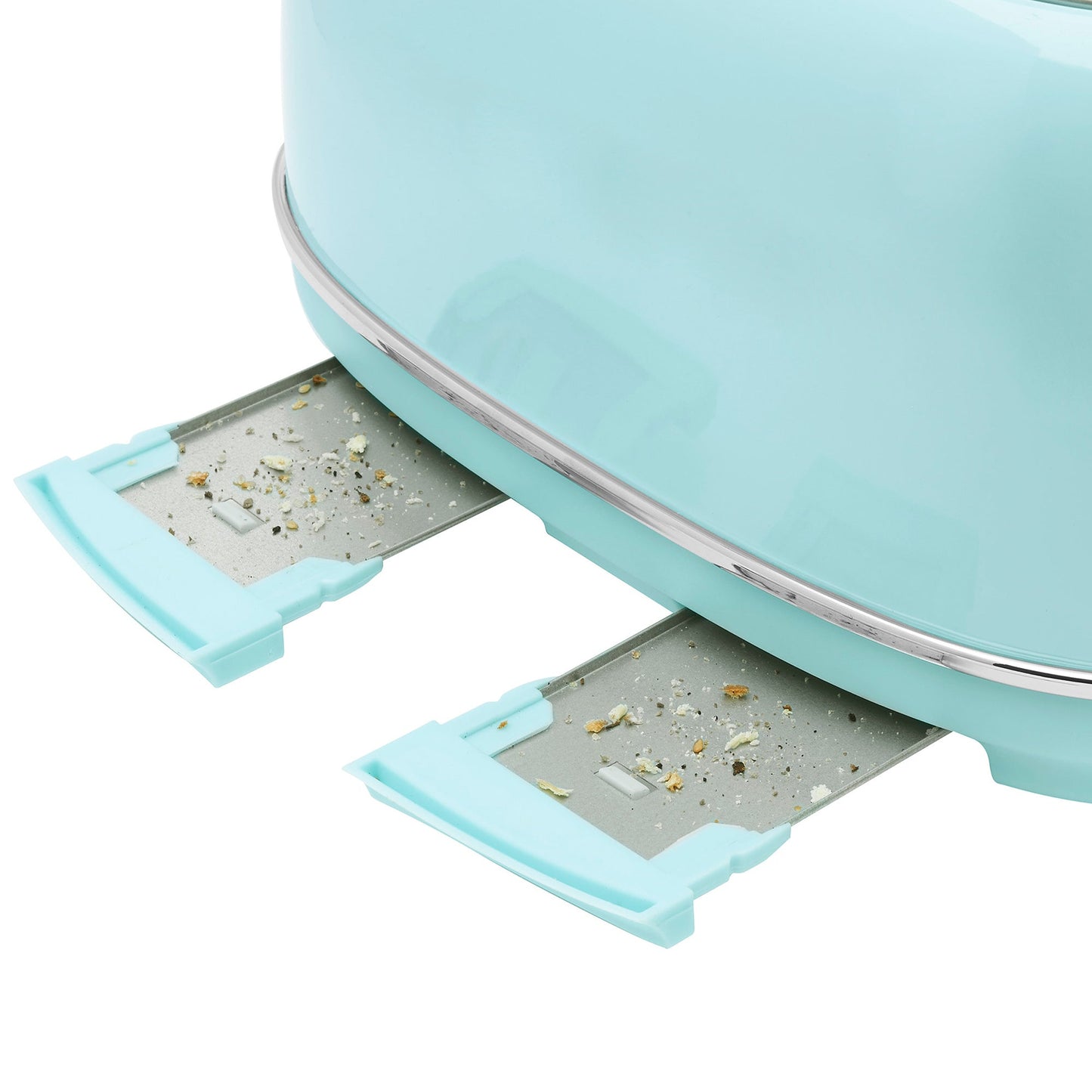 Haden Heritage 4 Slice Wide Slot Stainless Steel Toaster, Turquoise & Chrome