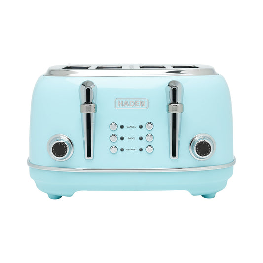Haden Heritage 4 Slice Wide Slot Stainless Steel Toaster, Turquoise & Chrome
