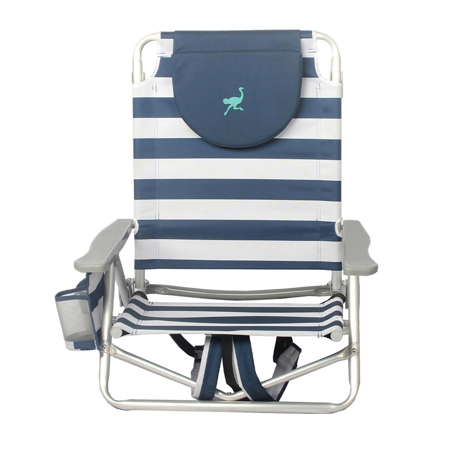 Ostrich On-Your-Back Sand Chair Outdoor Beach Pool Lounge Recliner, Blue Stripe