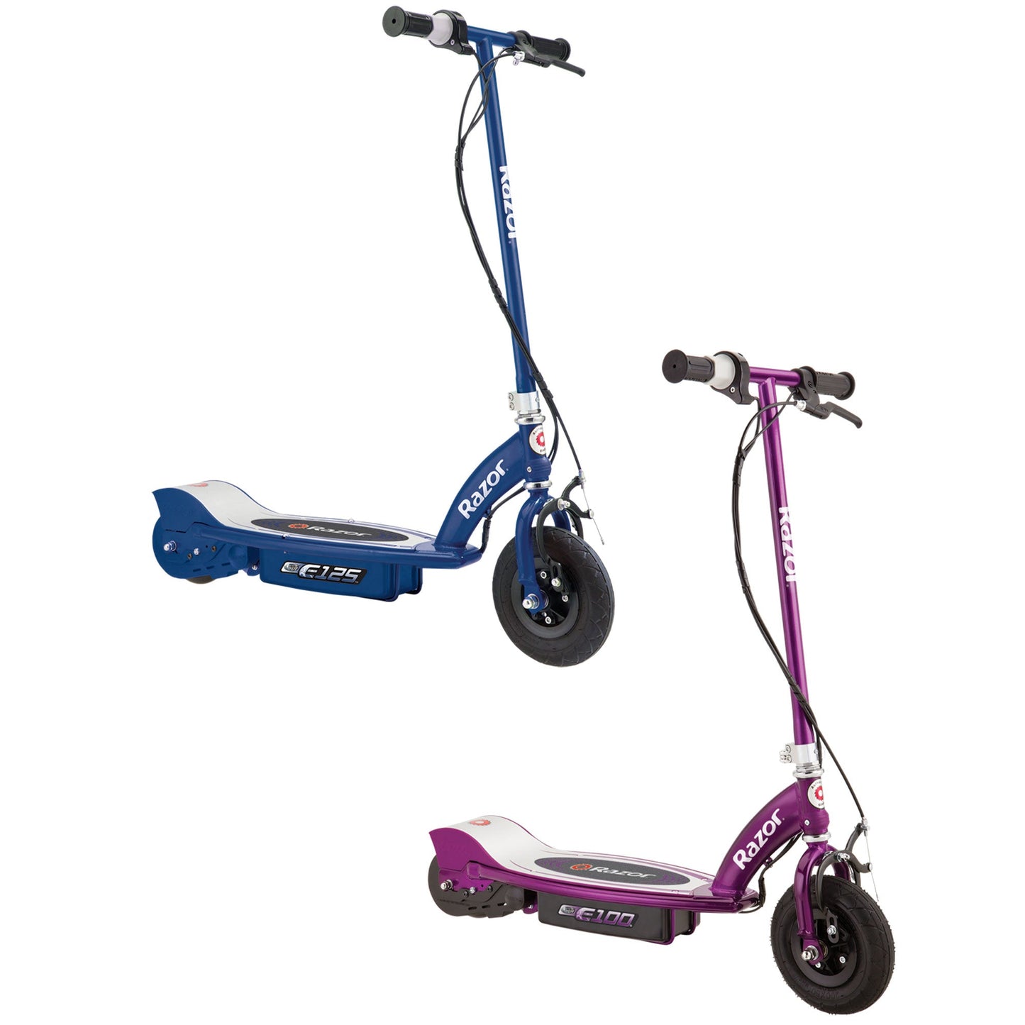 Razor E100 & E125 Kids 24V Electric Battery Powered Toy Scooters, Blue & Purple