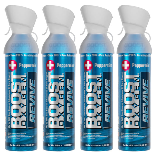 Boost Oxygen Natural Portable 10 Liter Pure Oxygen Canister, Peppermint (4 Pack)