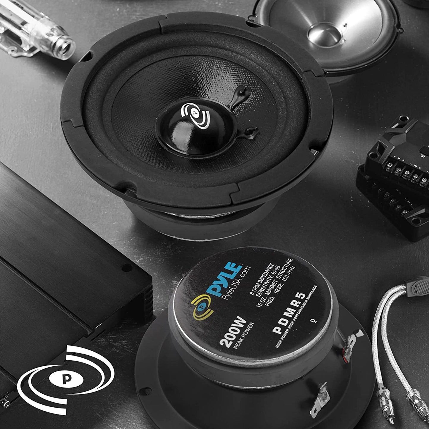 Pyle Pro 5" 200W 8 Ohms Mid Bass Mid Range Car Speaker Woofer Driver, 2 Pack