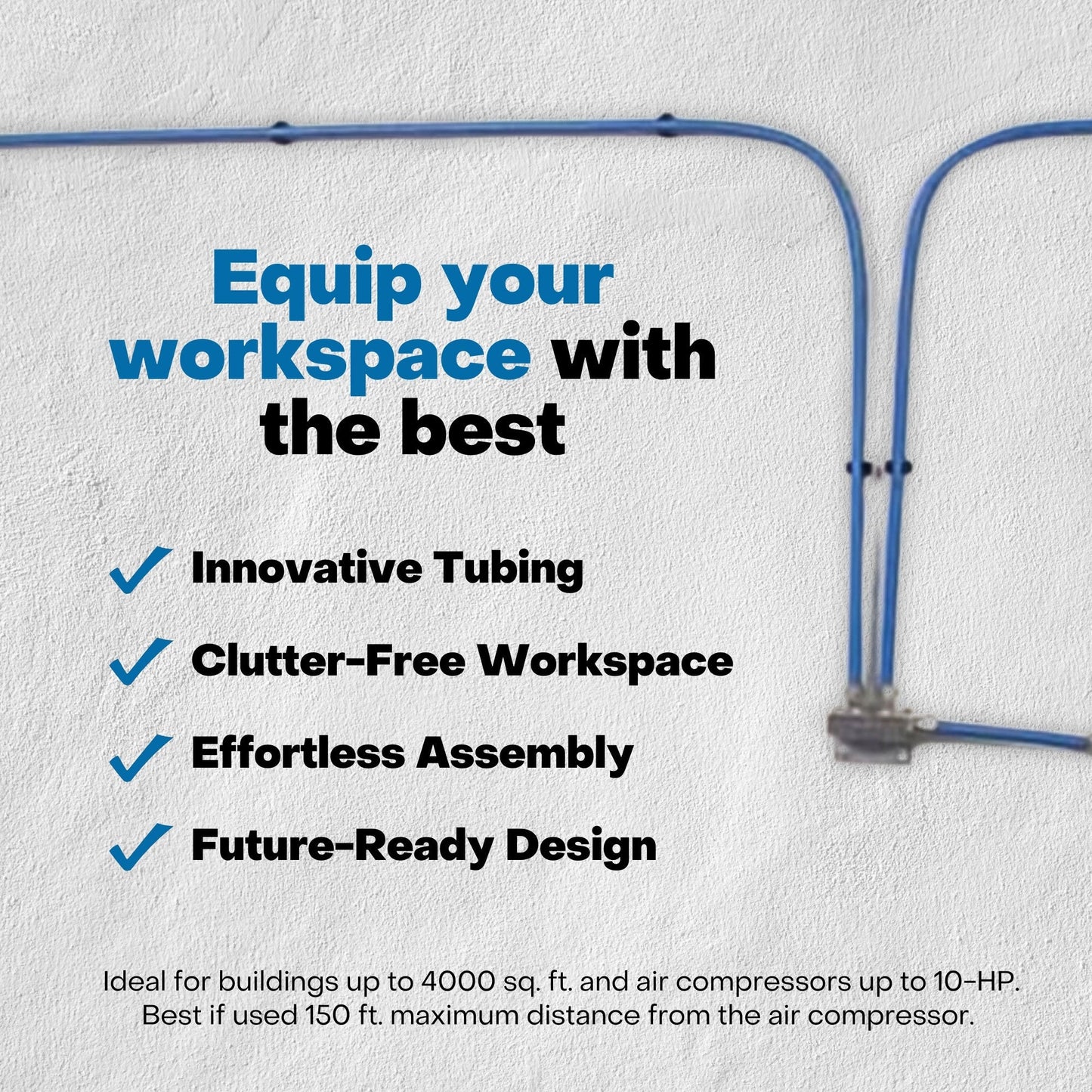 MaxLine 300 Foot 0.75 Inch Semi-Flexible Compressed Air Tubing Master Kit, Blue