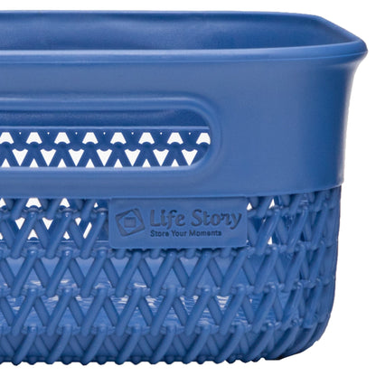 Life Story Lightweight Heavy Duty Storage Woven Basket 4 Quarts, Blue (14 Pack)