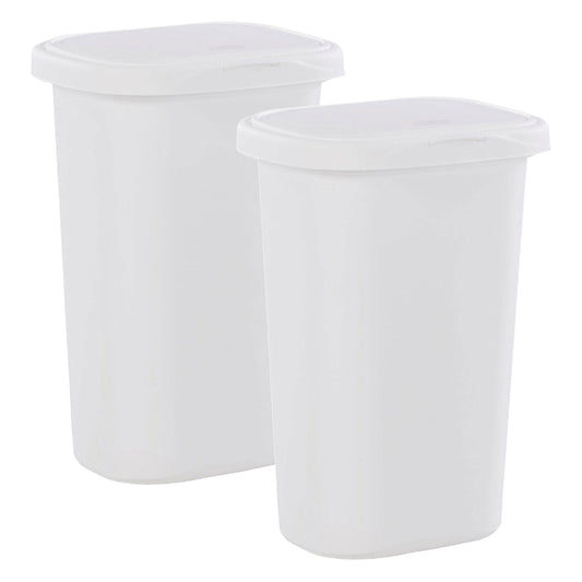 Rubbermaid 13.25 Gallon Rectangular Spring-Top Lid Wastebasket Trash Can, 2 Pack