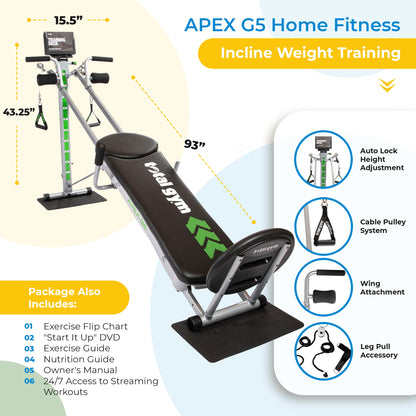 Total Gym APEX G5 Home Fitness Incline Weight Trainer with 10 Resistance Levels