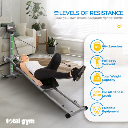 Total Gym APEX G5 Home Fitness Incline Weight Trainer with 10 Resistance Levels