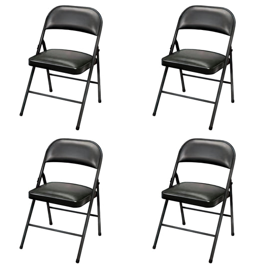 Plastic Development Group Indoor Metal Padded Vinyl Folding Chair, Black (4Pack)