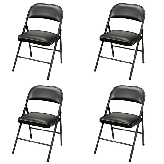Plastic Development Group Indoor Metal Padded Vinyl Folding Chair, Black (4Pack)