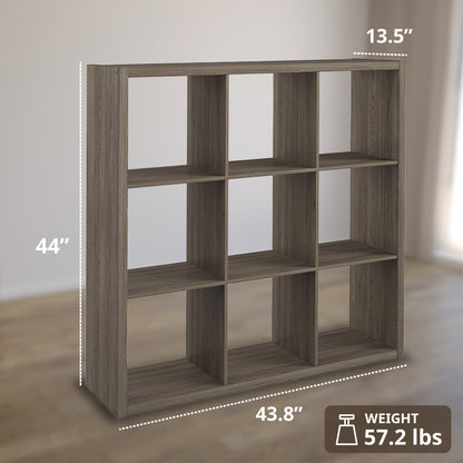 ClosetMaid Decorative Bookcase Open Back 9-Cube Storage Organizer, Graphite Gray