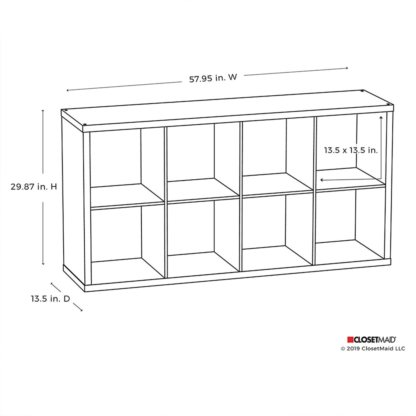 ClosetMaid 4583 Decorative Bookcase Open Back 8-Cube Storage Organizer, White